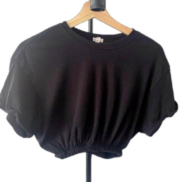 Garage Tops - Garage Elastic Waist Black Crop Top Size XS
